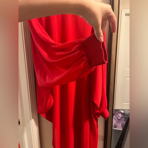 Elegant Red Asymmetrical top - Picture 2 of 4